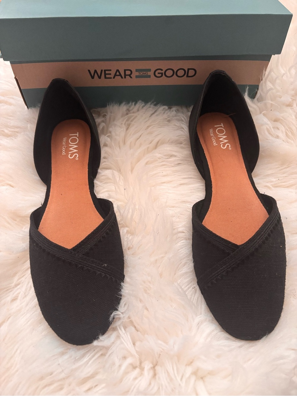 Toms Black Canvas D'Orsay Flats